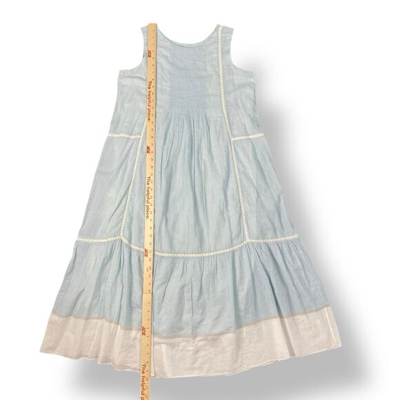 EKA Handmade in India Cotton Dress Small Blue White Sleeveless Boho Cottagecore - Picture 3 of 9